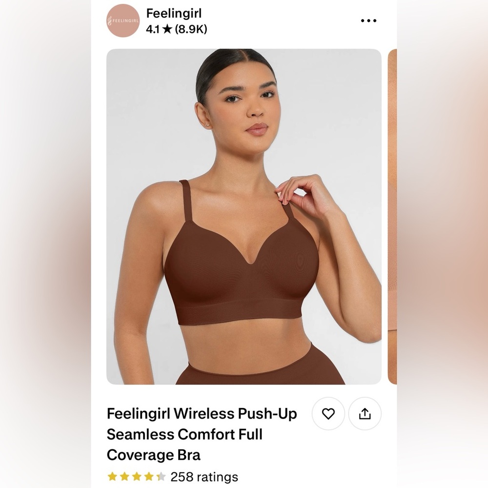 Feelingirl Brown Wireless Push-Up Bra